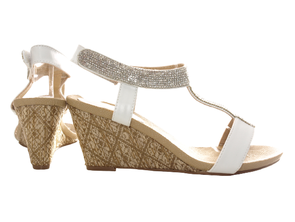 Women's Wedge Heel Platform Sandals Roman White # 006