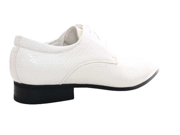 Chaussures basses habillées pour homme, chaussures de costume à lacets, chaussures de soirée, aspect verni blanc # 287-72