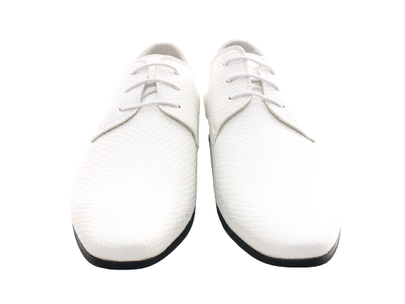 Chaussures basses habillées pour homme, chaussures de costume à lacets, chaussures de soirée, aspect verni blanc # 287-72