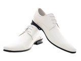 Herren Business Designer Halbschuhe Anzug Schnürr Schuhe Abendschuhe Lack Optik White # 287-72