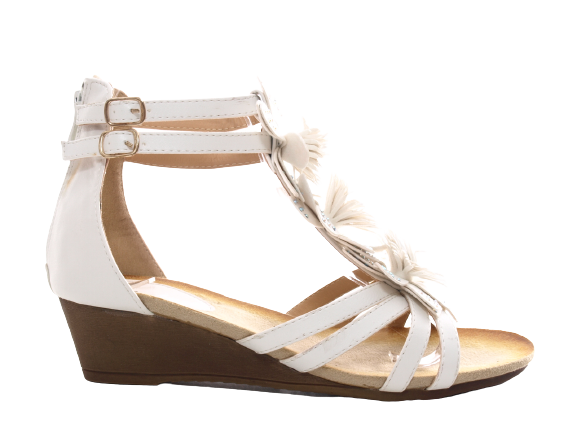 Damen Keilabsatz Wedges Plateau Sandalen Sandaletten Keilabsatz Römer White # 88-1