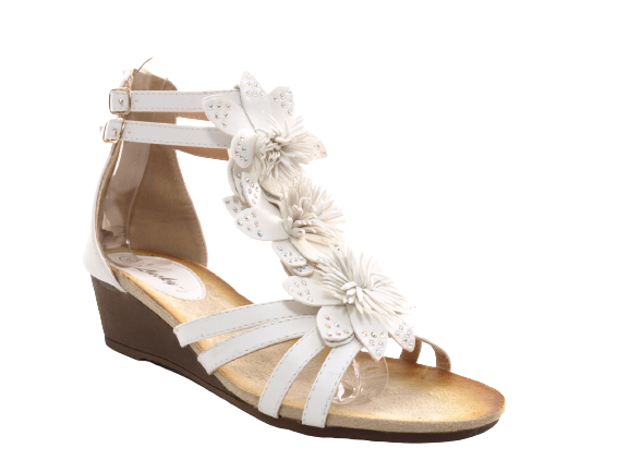 Damen Keilabsatz Wedges Plateau Sandalen Sandaletten Keilabsatz Römer White # 88-1