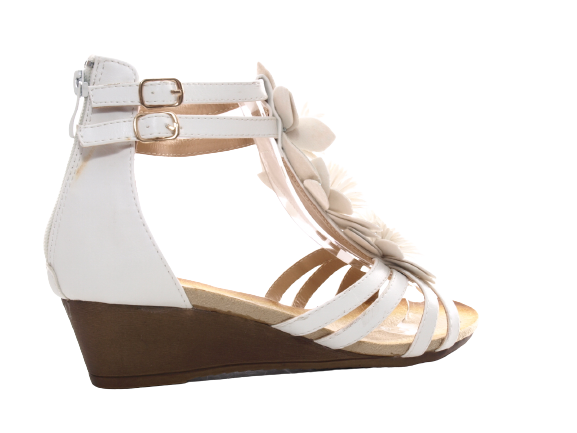 Damen Keilabsatz Wedges Plateau Sandalen Sandaletten Keilabsatz Römer White # 88-1