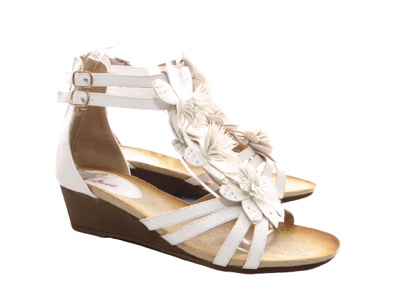 Damen Keilabsatz Wedges Plateau Sandalen Sandaletten Keilabsatz Römer White # 88-1