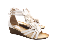 Damen Keilabsatz Wedges Plateau Sandalen Sandaletten Keilabsatz Römer White # 88-1