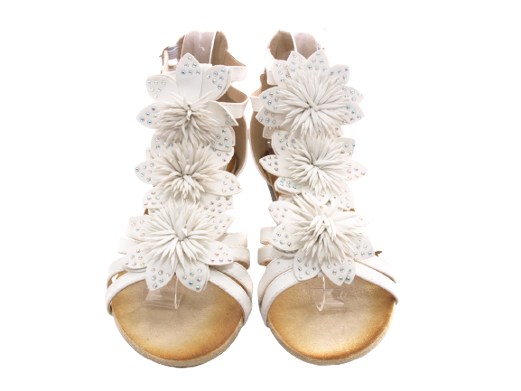 Damen Keilabsatz Wedges Plateau Sandalen Sandaletten Keilabsatz Römer White # 88-1