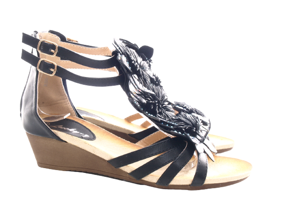 Women's wedge sandals summer shoes sandals black # 88-1