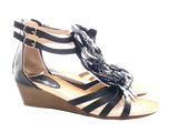 Damen Keilabsatz Sandalen Sommerschuhe Sandaletten Black # 88-1