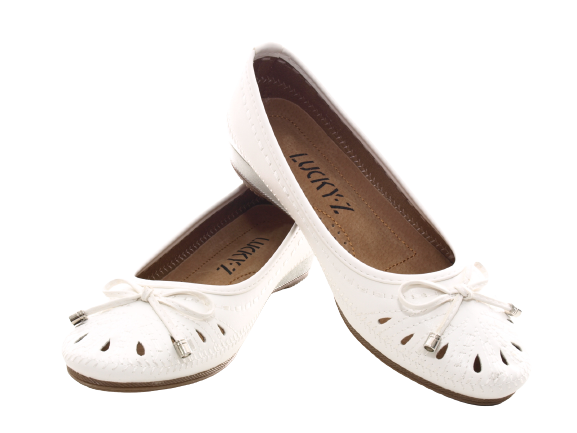 Ballerines compensées pour femme, mocassins slip-on, chaussures plates décontractées, blanc # 135