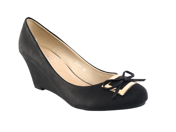 Damen Keilabsatz Pumps Wedges Black # 9391