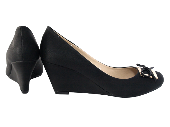 Damen Keilabsatz Pumps Wedges Black # 9391