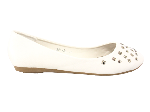 Ballerines mocassins sans lacets pour femmes, chaussures plates décontractées, blanc # 6291