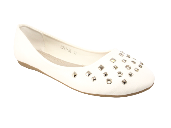 Ballerines mocassins sans lacets pour femmes, chaussures plates décontractées, blanc # 6291