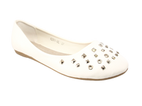 Damen Slipper Halbschuhe Ballerina Loafer Mokassins Slip On Flats Freizeit White # 6291