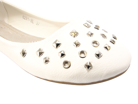 Ballerines mocassins sans lacets pour femmes, chaussures plates décontractées, blanc # 6291