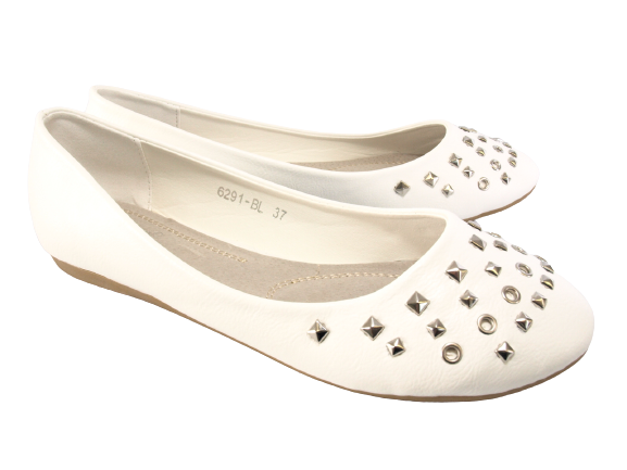 Ballerines mocassins sans lacets pour femmes, chaussures plates décontractées, blanc # 6291