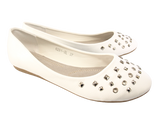 Damen Slipper Halbschuhe Ballerina Loafer Mokassins Slip On Flats Freizeit White # 6291