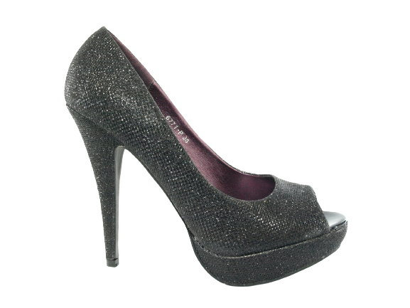 Women's High Heel Peep Toe Pumps Evening Shoes Black # 6771