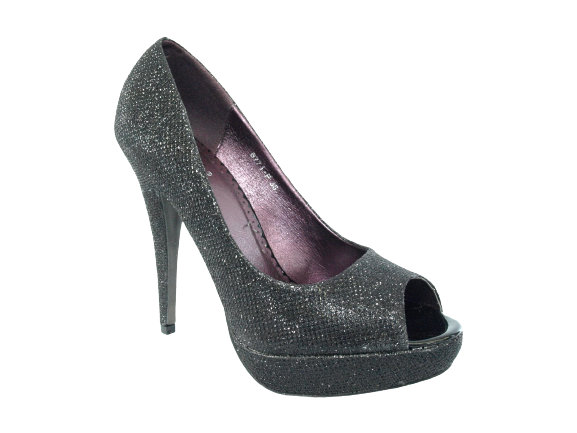 Escarpins à talons hauts peep toe pour femme chaussures de soirée noir # 6771
