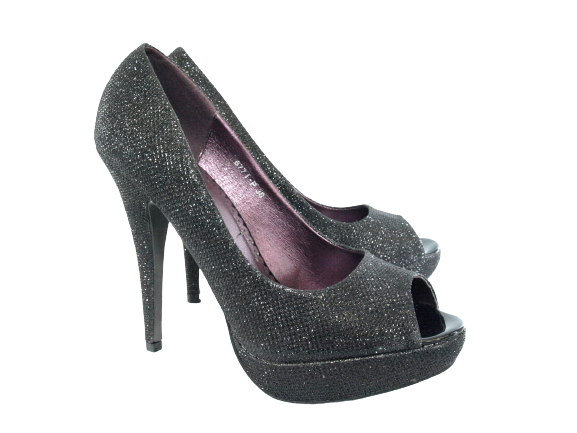 Escarpins à talons hauts peep toe pour femme chaussures de soirée noir # 6771