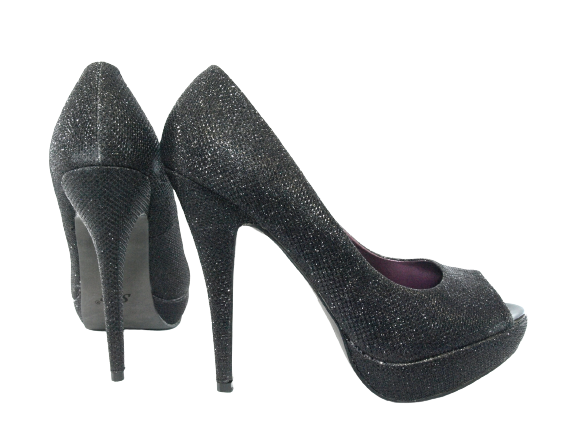 Escarpins à talons hauts peep toe pour femme chaussures de soirée noir # 6771