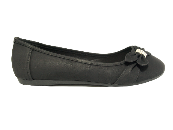 Ballerines mocassins à enfiler pour femme, chaussures basses décontractées, noir # 8187