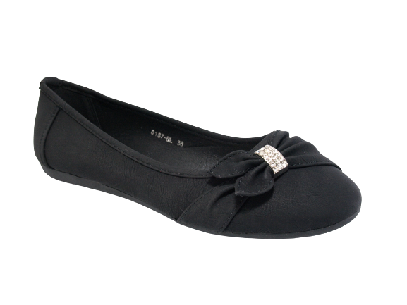 Ballerines mocassins à enfiler pour femme, chaussures basses décontractées, noir # 8187