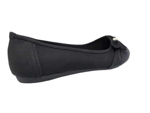 Ballerines mocassins à enfiler pour femme, chaussures basses décontractées, noir # 8187