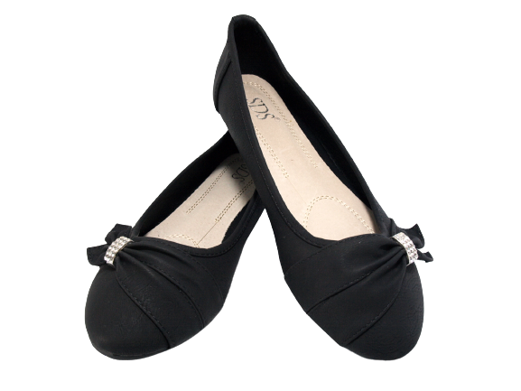 Ballerines mocassins à enfiler pour femme, chaussures basses décontractées, noir # 8187