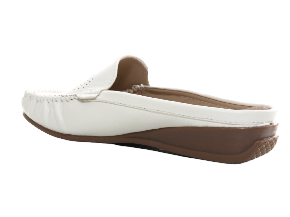 Ballerines mocassins à enfiler pour femme, chaussures plates décontractées, blanc # 701