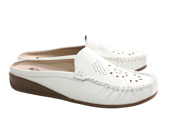 Ballerines mocassins à enfiler pour femme, chaussures plates décontractées, blanc # 701