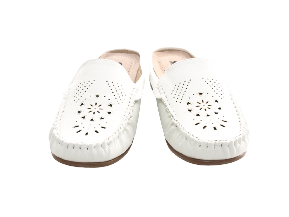 Ballerines mocassins à enfiler pour femme, chaussures plates décontractées, blanc # 701