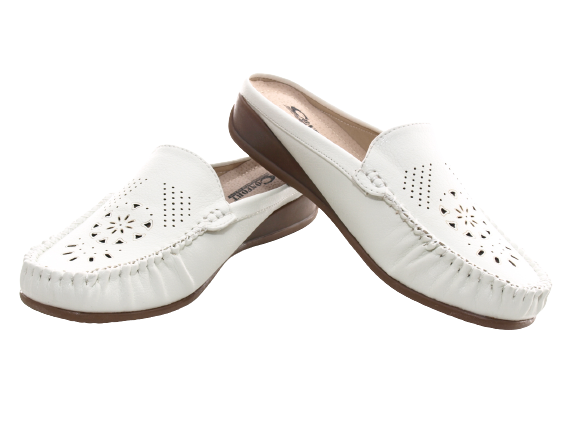 Ballerines mocassins à enfiler pour femme, chaussures plates décontractées, blanc # 701