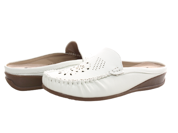 Ballerines mocassins à enfiler pour femme, chaussures plates décontractées, blanc # 701