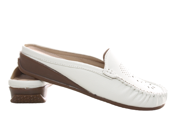 Ballerines mocassins à enfiler pour femme, chaussures plates décontractées, blanc # 701