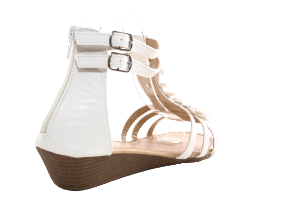 Sandales compensées chaussures d'été nu-pieds blanc # 2411