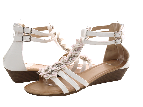 Sandales compensées chaussures d'été nu-pieds blanc # 2411