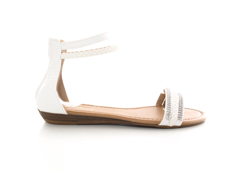 Sandales plates chaussures d'été nu-pieds tongs White # 62