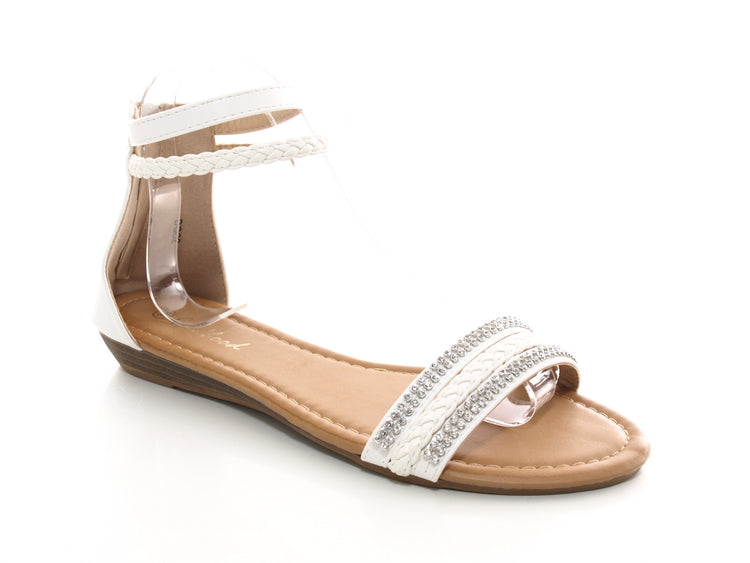 Sandales plates chaussures d'été nu-pieds tongs White # 62
