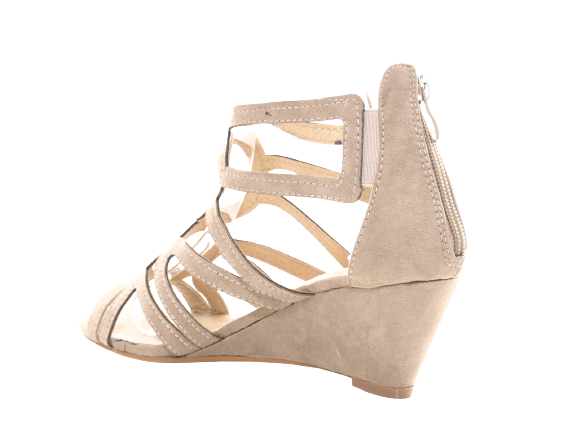 Damen Keilabsatz Wedges Plateau Sandalen Sandaletten Keilabsatz Römer Khaki # 1437