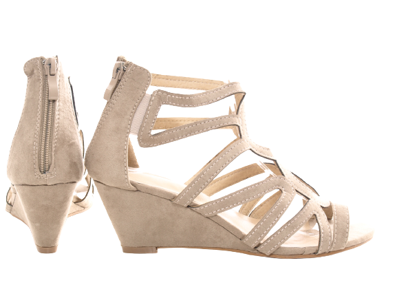 Damen Keilabsatz Wedges Plateau Sandalen Sandaletten Keilabsatz Römer Khaki # 1437
