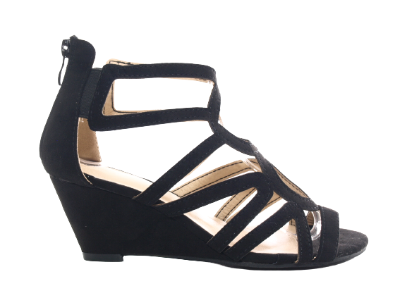 Sandales compensées à plateforme pour femmes style spartiates noir # 1437