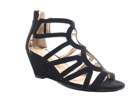 Sandales compensées à plateforme pour femmes style spartiates noir # 1437