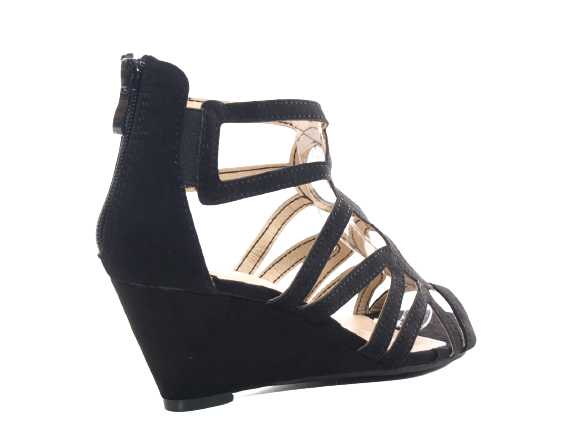 Sandales compensées à plateforme pour femmes style spartiates noir # 1437