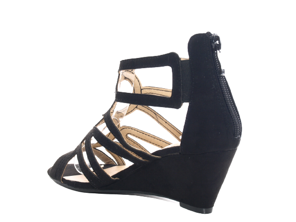 Sandales compensées à plateforme pour femmes style spartiates noir # 1437