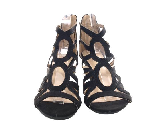 Sandales compensées à plateforme pour femmes style spartiates noir # 1437