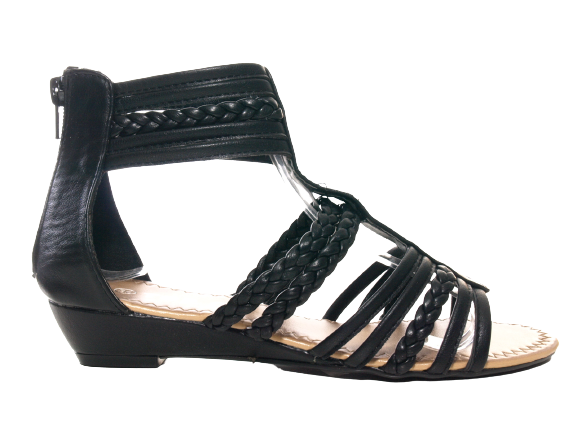 Sandales compensées pour femme chaussures d'été nu-pieds noir # 939