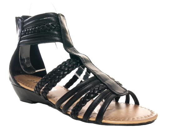 Sandales compensées pour femme chaussures d'été nu-pieds noir # 939