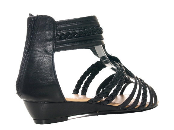Sandales compensées pour femme chaussures d'été nu-pieds noir # 939