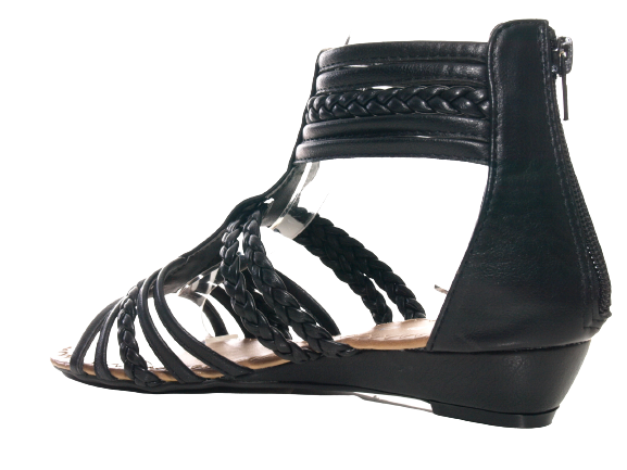 Sandales compensées pour femme chaussures d'été nu-pieds noir # 939